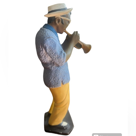 Jazz TRUMPET PLAYER FIGURINE 1995 Hand Painted Ceramic Modele Depose Collectible - Picture 3 of 10